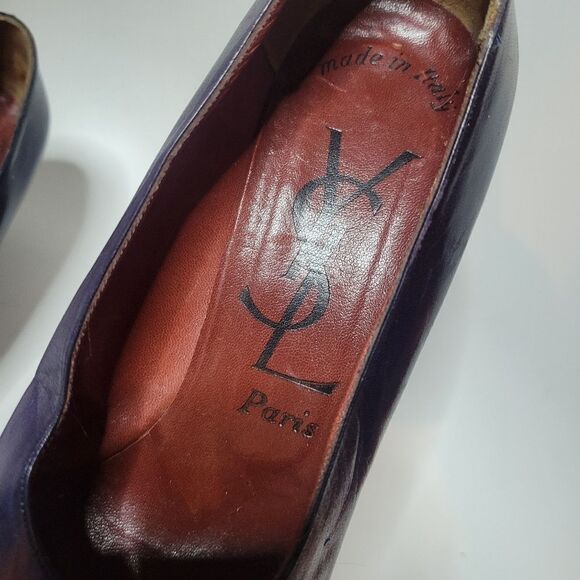 YSL Paris Vintage 2Tone Purple Leather Heels - Picture 12 of 16